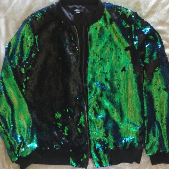 HAODUOYI Sparkle Mermaid Sequin Bomber Jacket XXL (Large) Mardi Gras - Picture 5 of 6